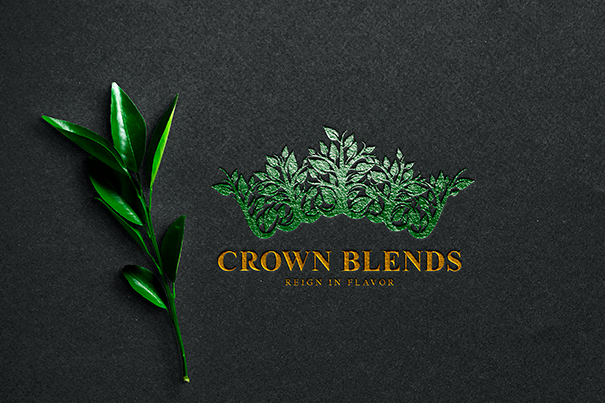 Crown Blends logo paper gilded